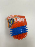 Nerf Dog TPR 3 Part Spike Squeak Ball Orange and Blue 2.7in