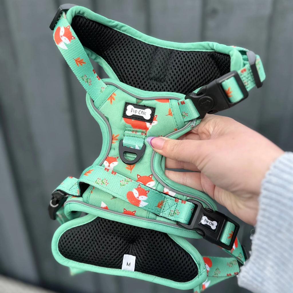 Inquisitive Fox No Pull Tactical Dog Harness – Green Fox Print