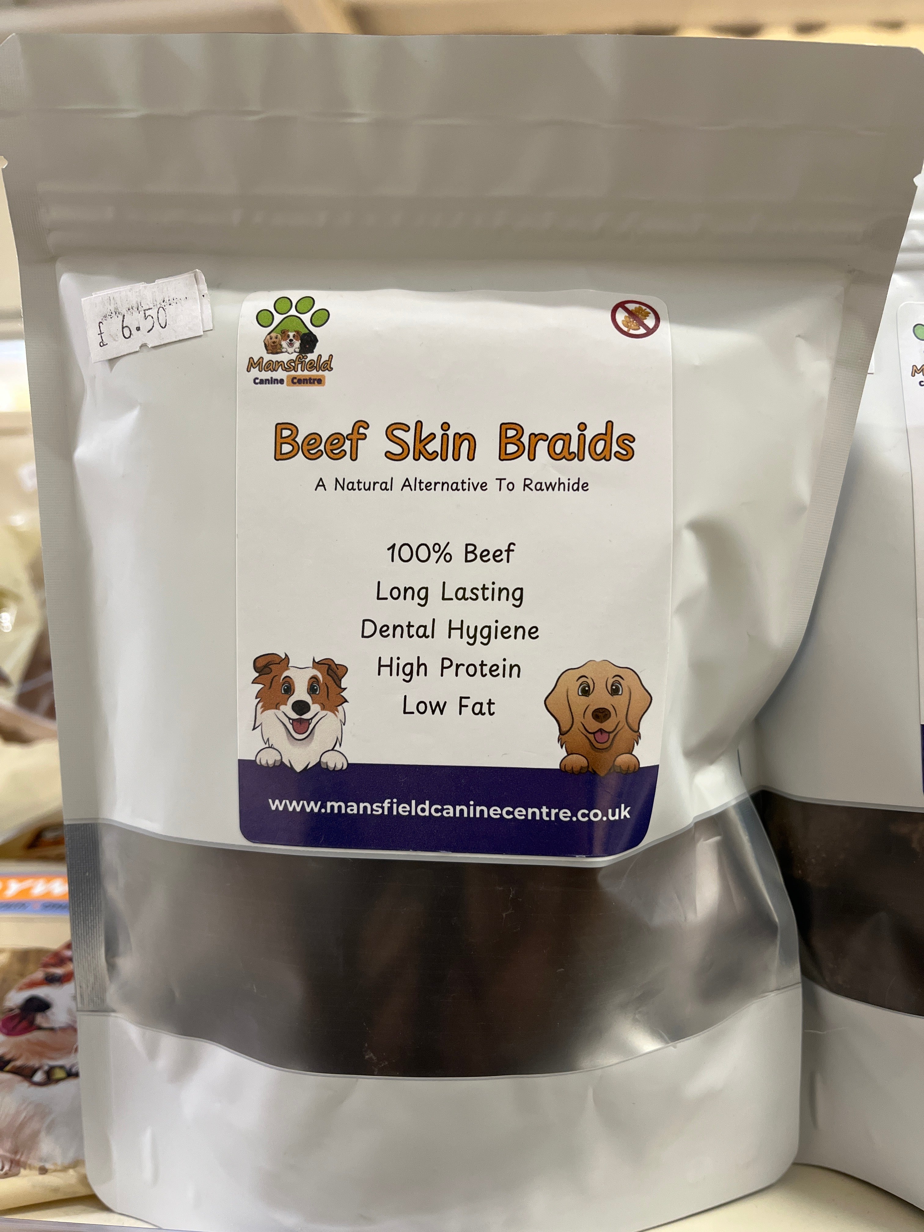 Mansfield Canine Centre Beef Skin Braids 6 Pack