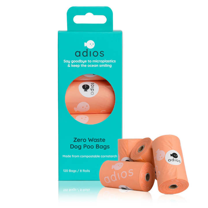 Adios Compostable Poop Bags with Handles On a Roll (Pink)