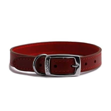 Ancol Classic Leather Collar Red
