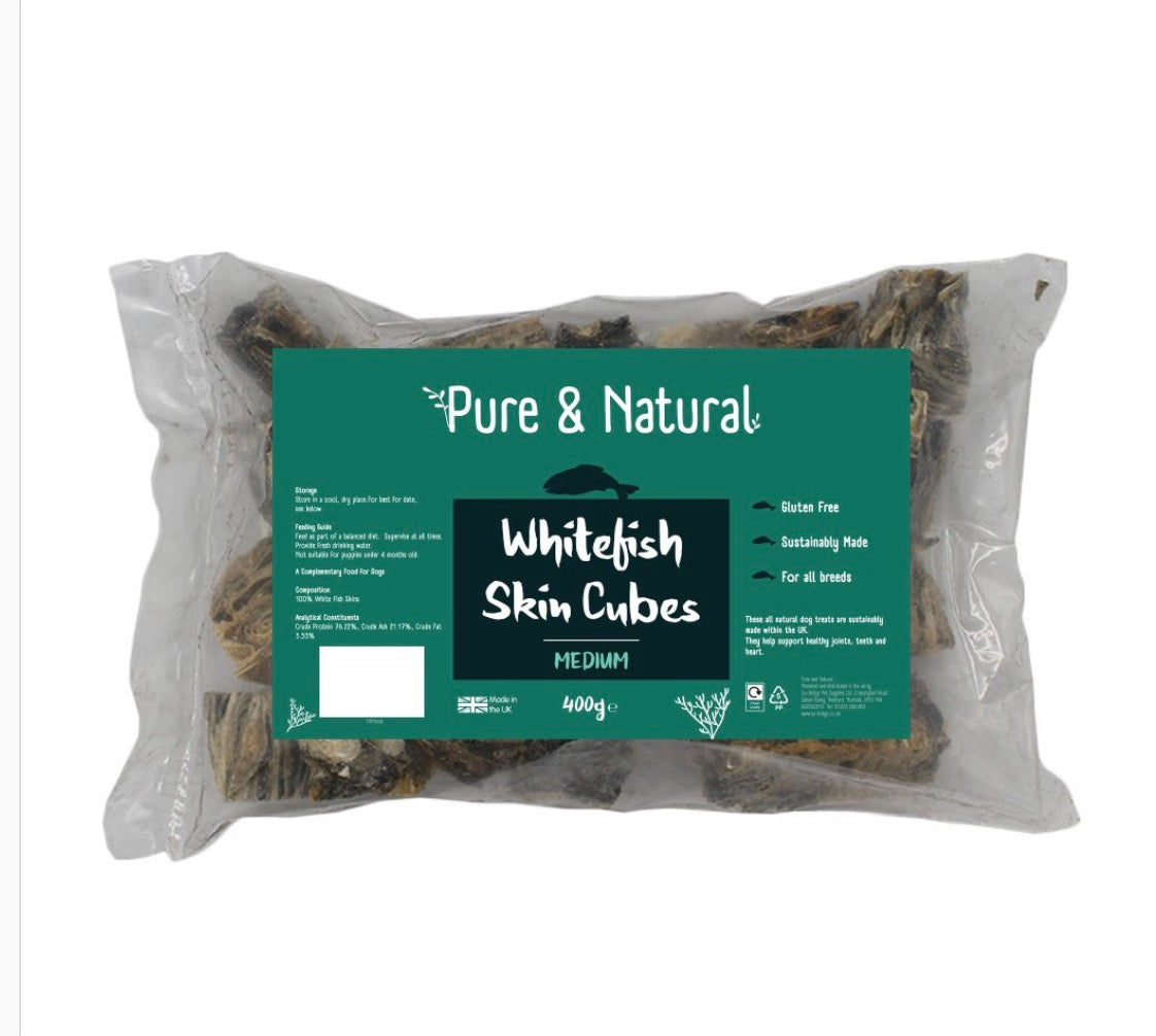 Pure & Natural Whitefish Medium Skin Cubes 400g