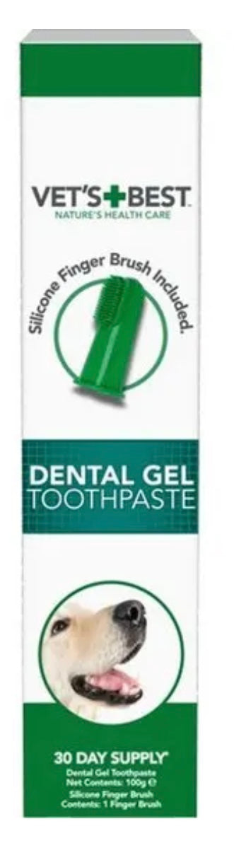 Vets Best Dental Gel Toothpaste and Finger Brush 100g