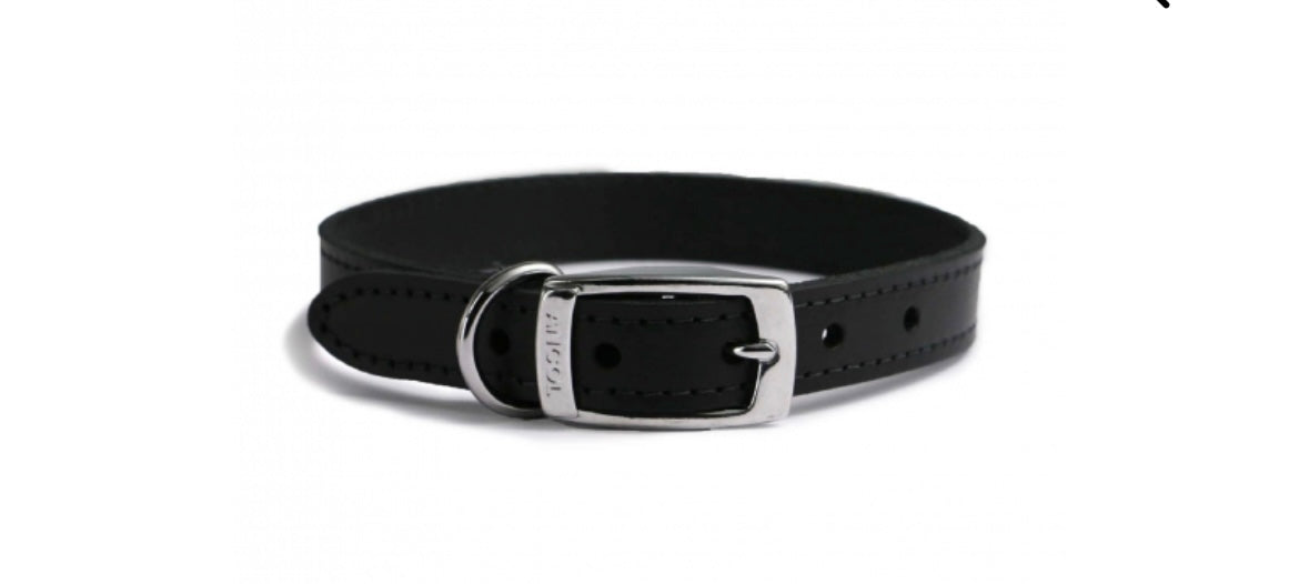 Ancol Classic Leather Collar Black 26-31cm Size 2