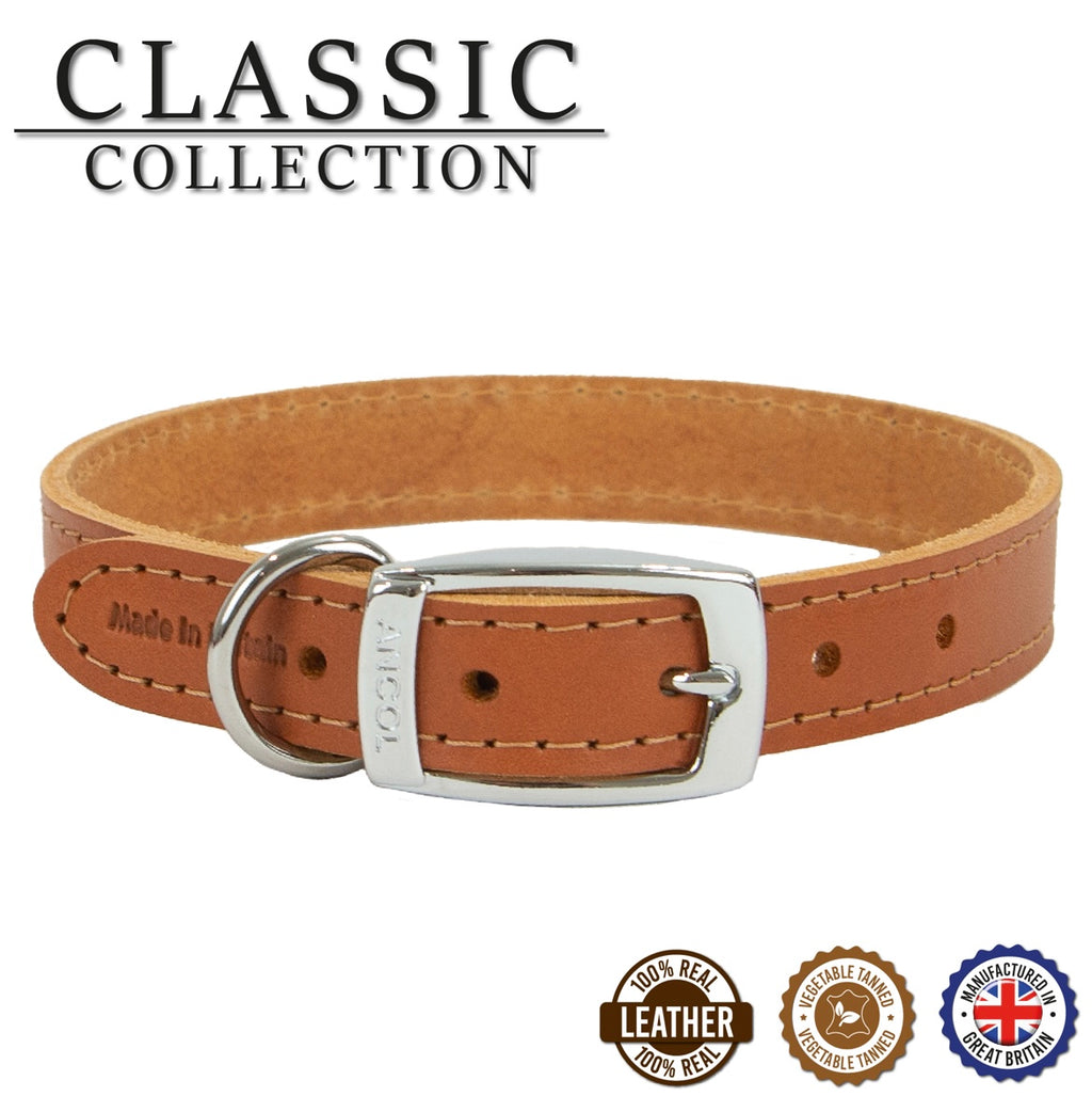Ancol Classic Leather Collar Tan