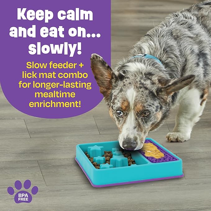 Brightkins Square Slow Feeder Bowl & Lick Mat