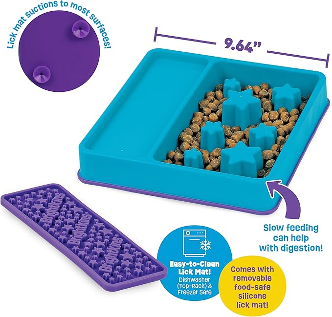 Brightkins Square Slow Feeder Bowl & Lick Mat