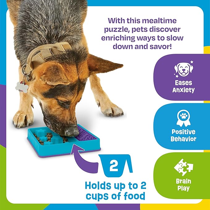 Brightkins Square Slow Feeder Bowl & Lick Mat