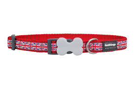 Red Dingo Union Jack Flag on Red Dog Collar