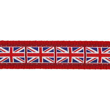 Red Dingo Union Jack Flag on Red Dog Collar