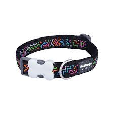 Red Dingo Dog Collar Black Squiggles