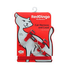 Red Dingo Cat Harness and Lead Combo Red