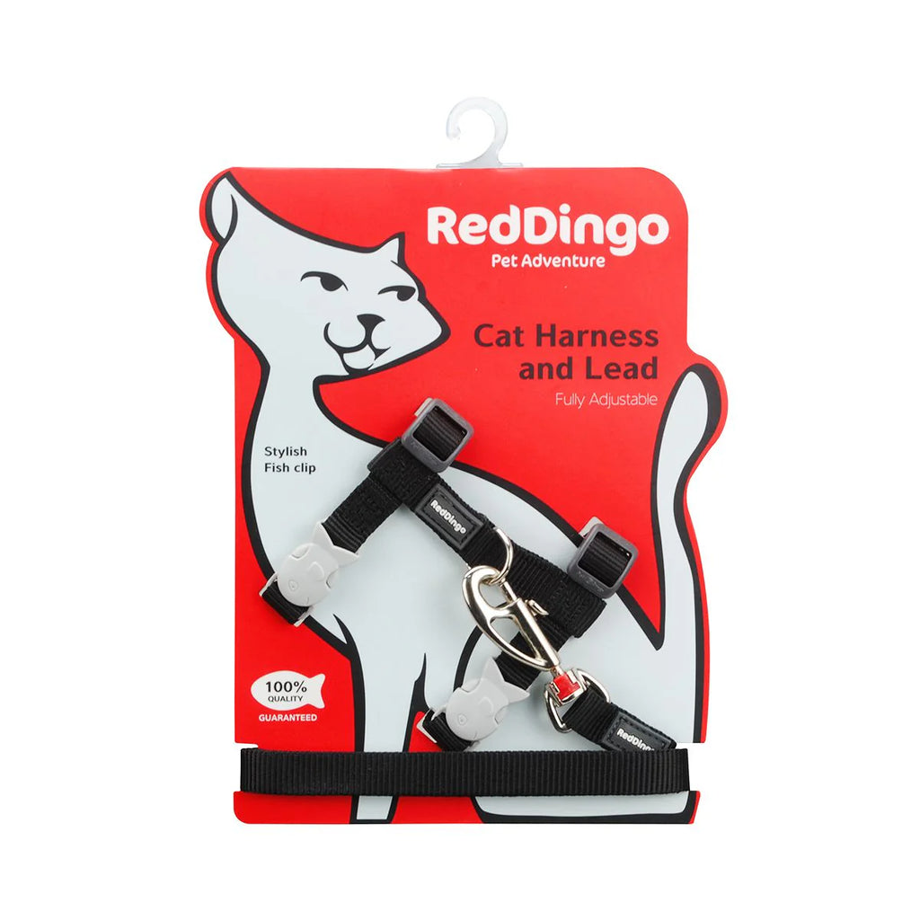 Red Dingo Cat Harness and Lead Combo Black