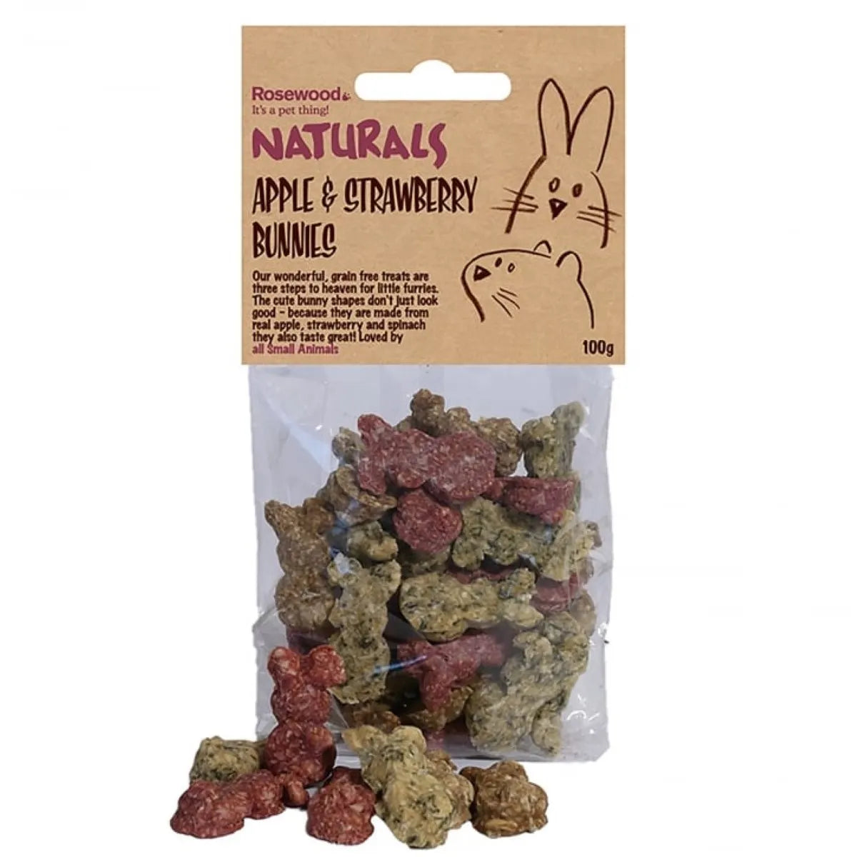 Rosewood Apple Strawberry & Spinach Bunnies 100g