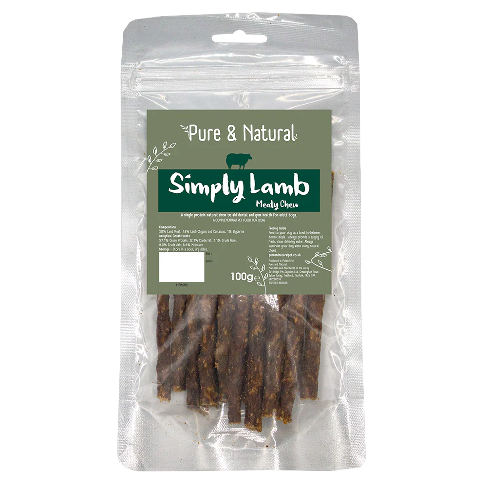 Pure & Natural Simply Lamb Meaty Sticks 100g