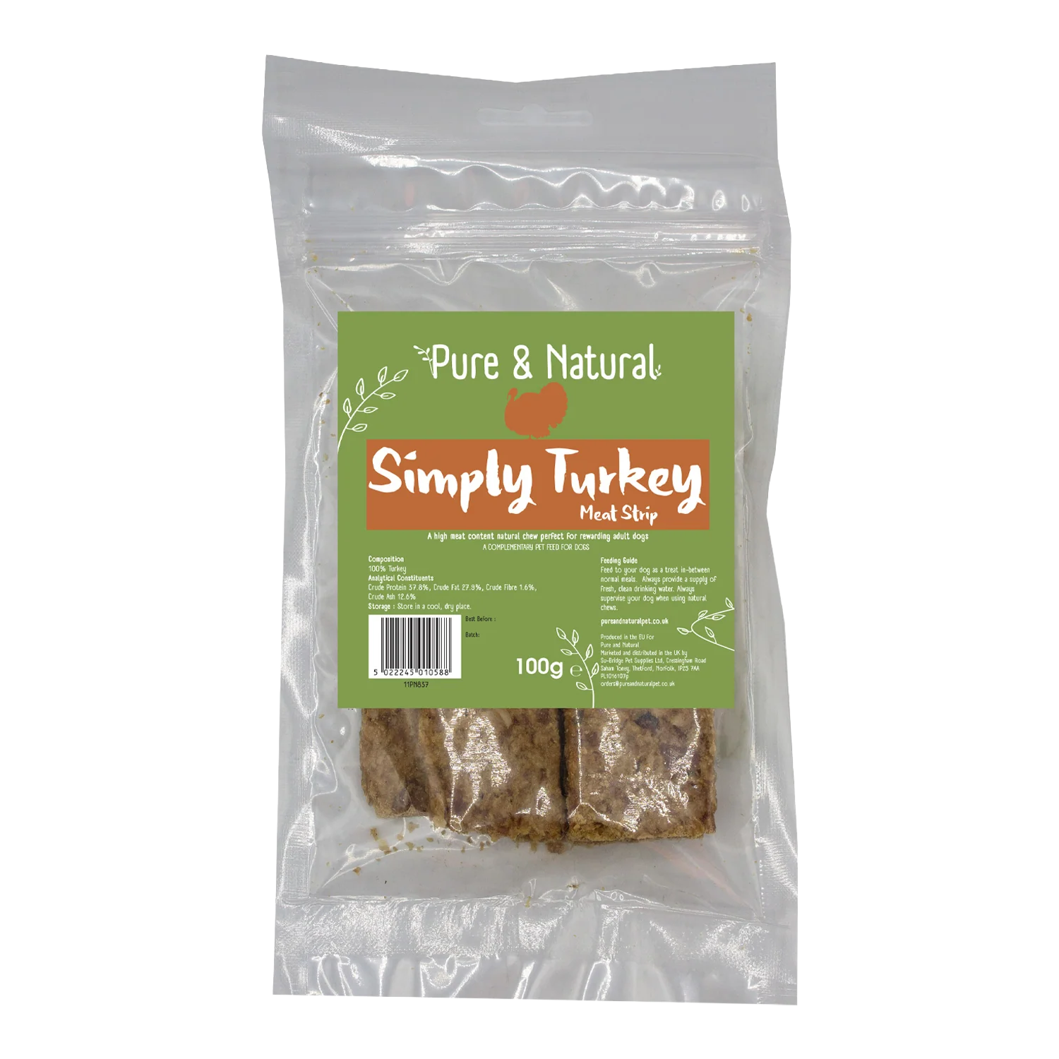 Pure & Natural Meat Strips Turkey 100g