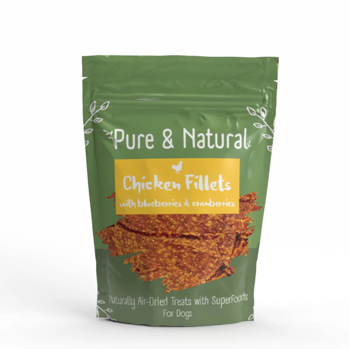 Pure & Natural Air Dried Chicken Fillets Treats with Superfoods Blueberries & Cranberries 100g