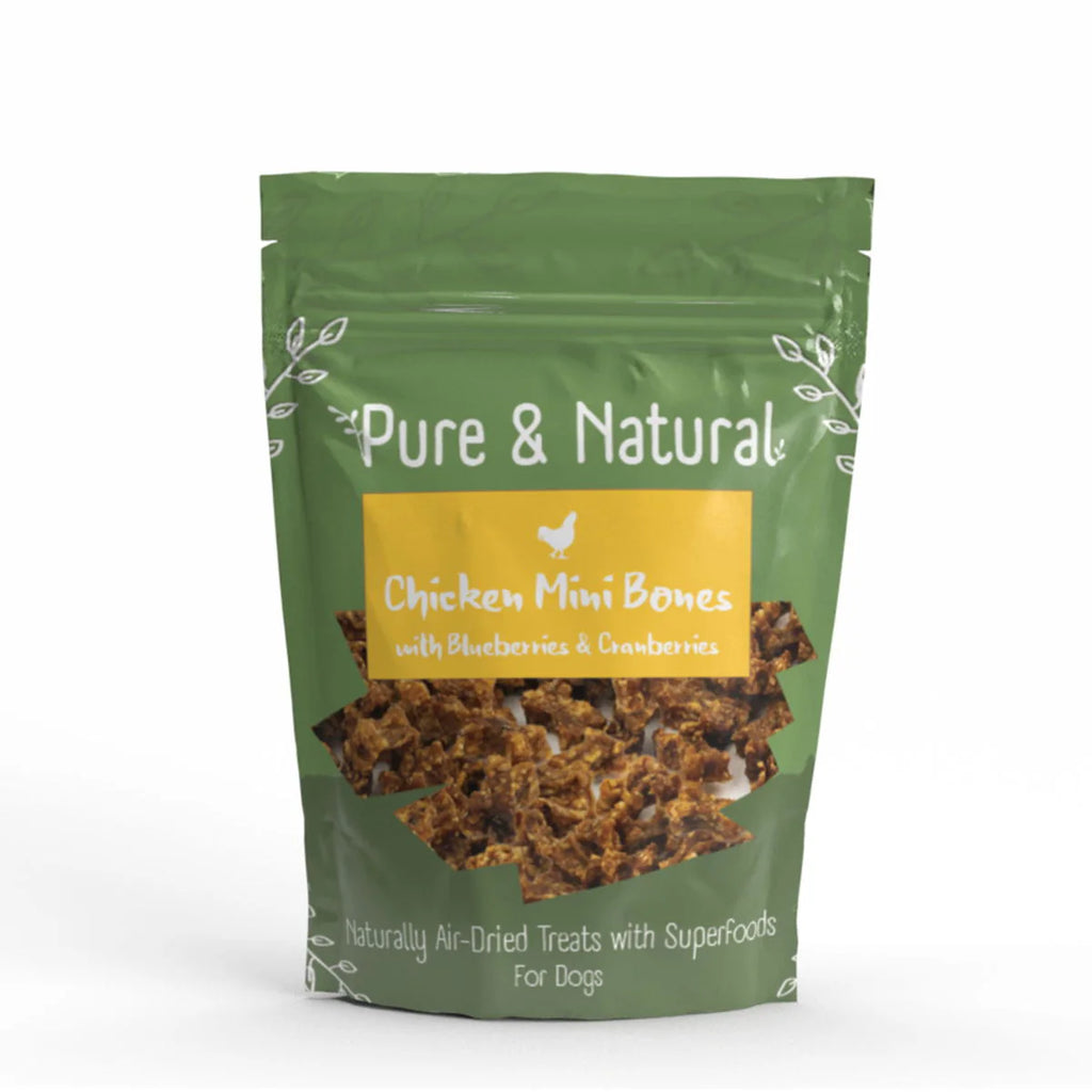 Pure and Natural Air Dried Chicken Mini Bones with Blueberries and Cranberries 100g
