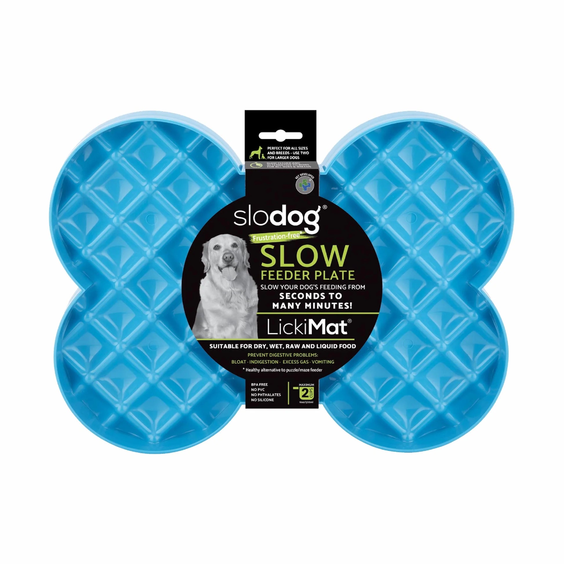 LickiMat Dog Slow Feeder Plate Blue