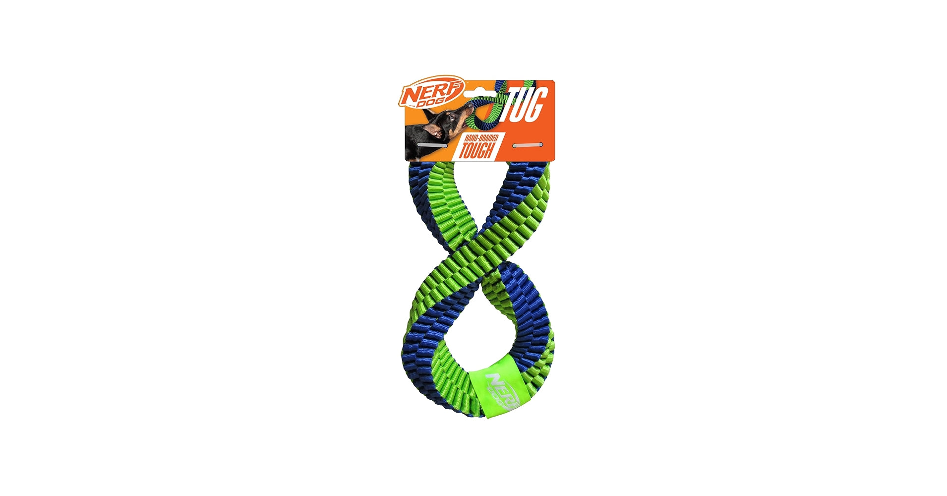 Nerf Dog Nylon Square Braided Twisted Infinity Tug 12in Blue/Green