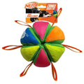 Nerf Dog Plush Squeak and Crunch Wedge Ball with Straps 5.9in Blue/Green/Orange/Pink