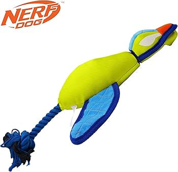 Nerf Dog Nylon Ultraplush Crinkle Wing Launching Duck 16.5in Green/Light Blue
