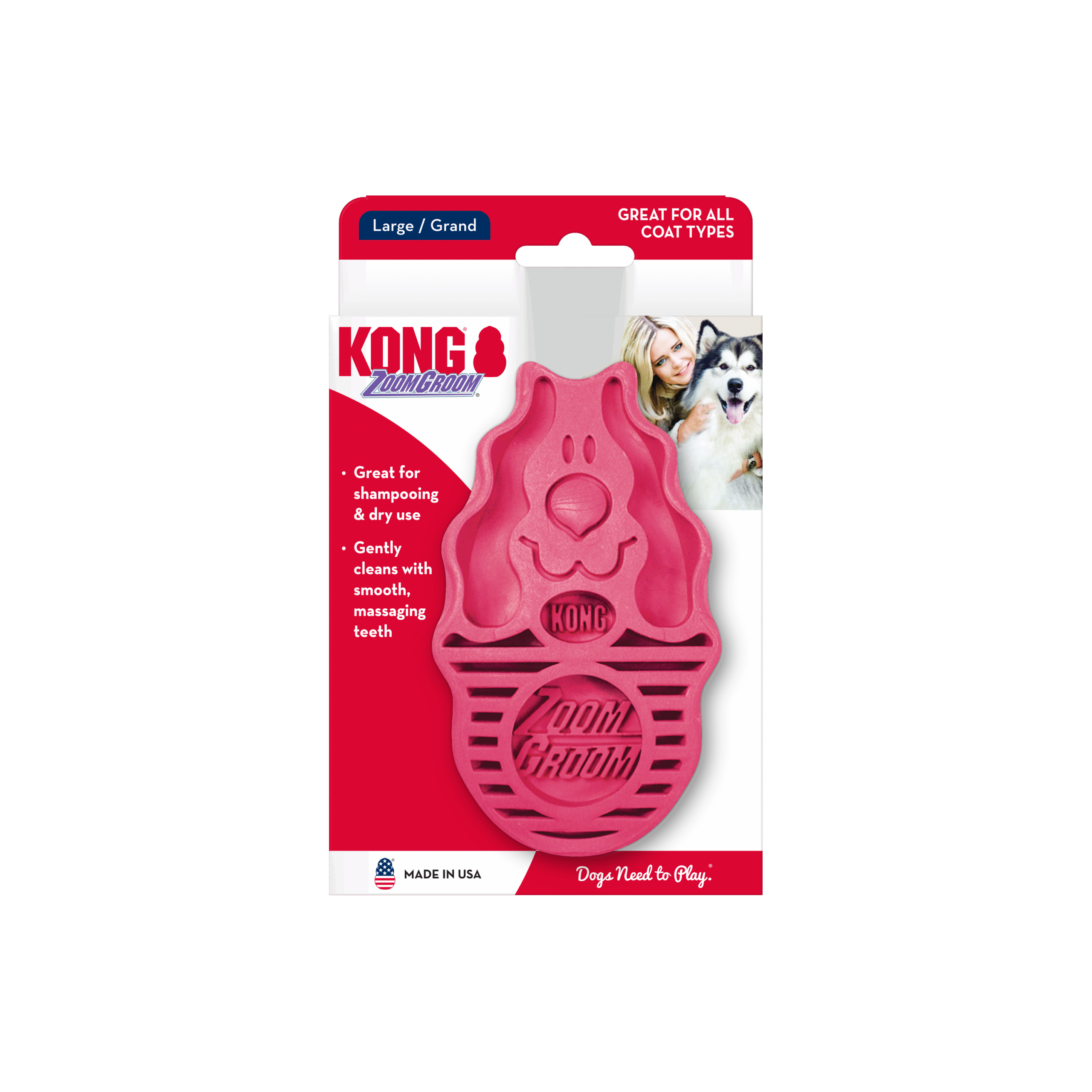 KONG Zoom Groom Raspberry Large