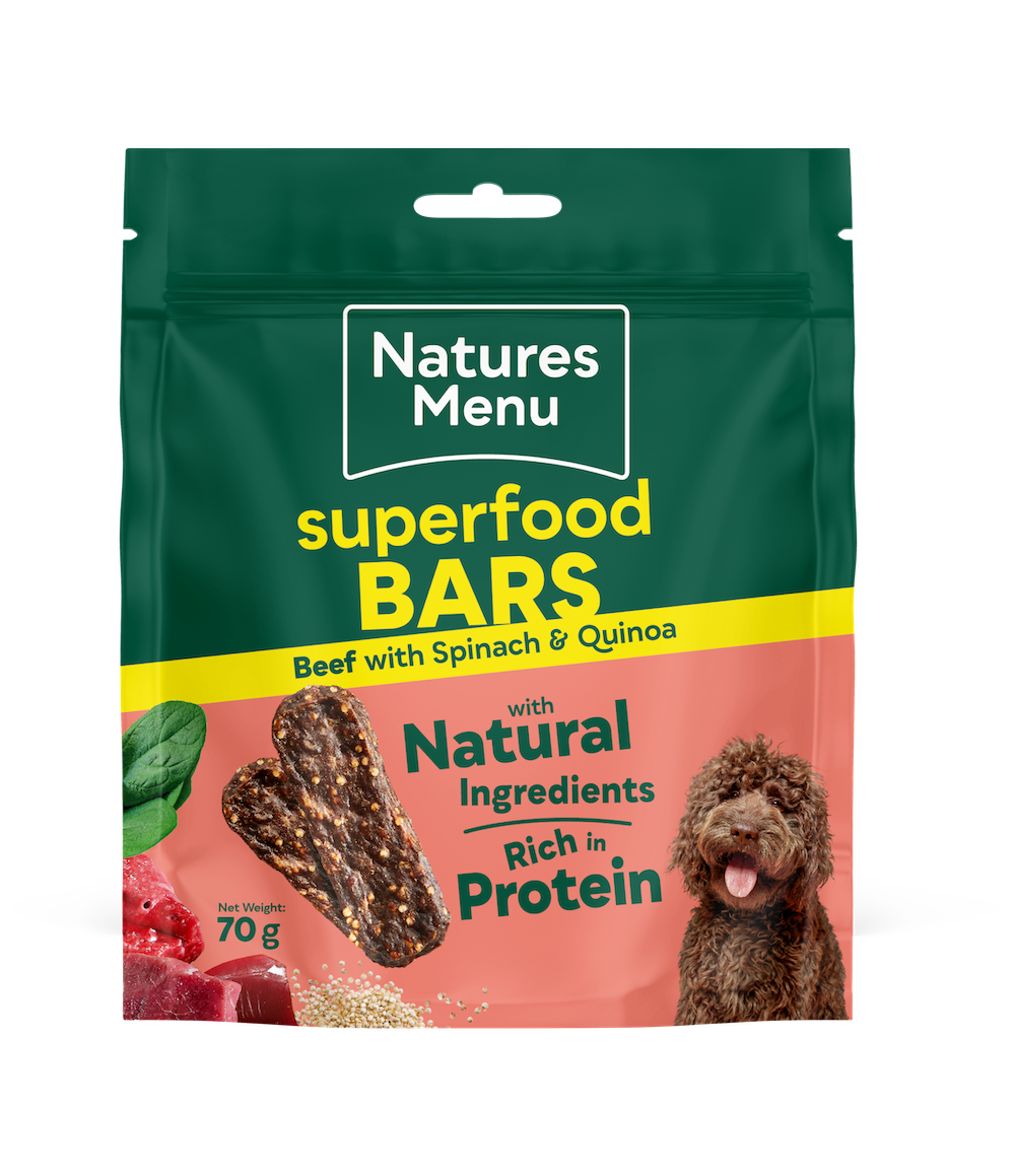 Natures Menu 967648 Country Hunter Dog Superfood Bars Beef with Spinach & Quinoa 70g
