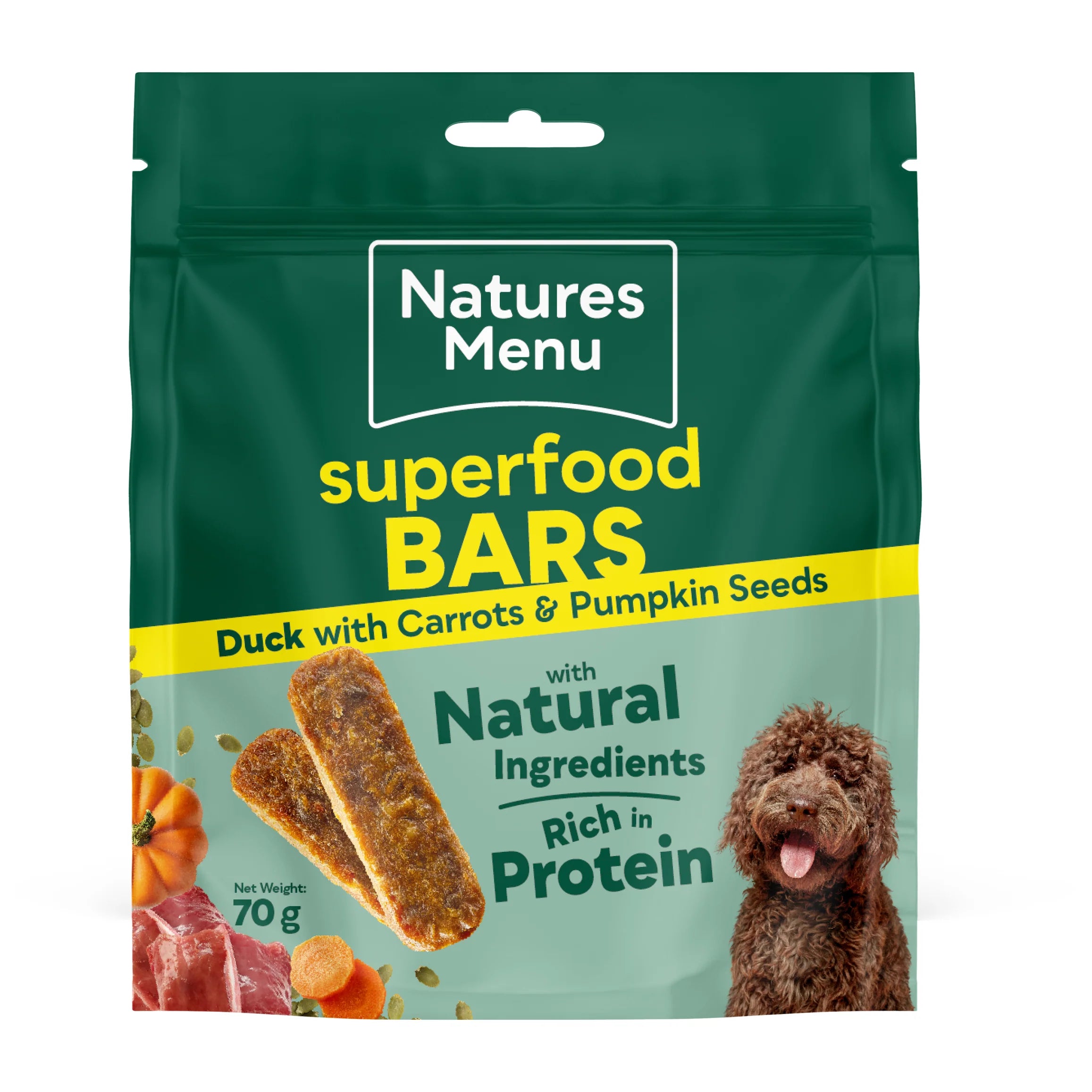 Natures Menu Country Hunter Dog Superfood Bars Duck with Carrot & Pumpkin Seeds 70g