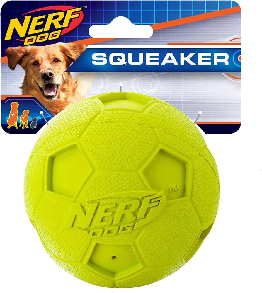 N009 Nerf Dog Rubber Soccer Squeak Ball 4in Green