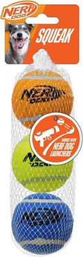 Nerf Dog Squeak Tennis Ball 2.5in 3pk - Blue/Yellow/Orange