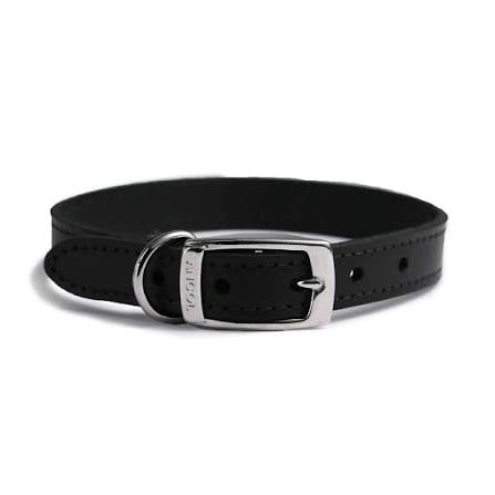 Ancol Classic Leather Collar Black 35-43cm Size 4