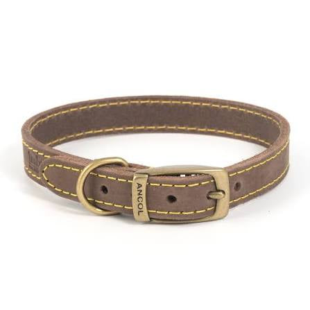 Ancol Timberwolf Leather Collar Sable 45-54cm Size 6