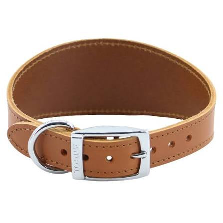 Ancol Greyhound Whippet Leather Collar Tan