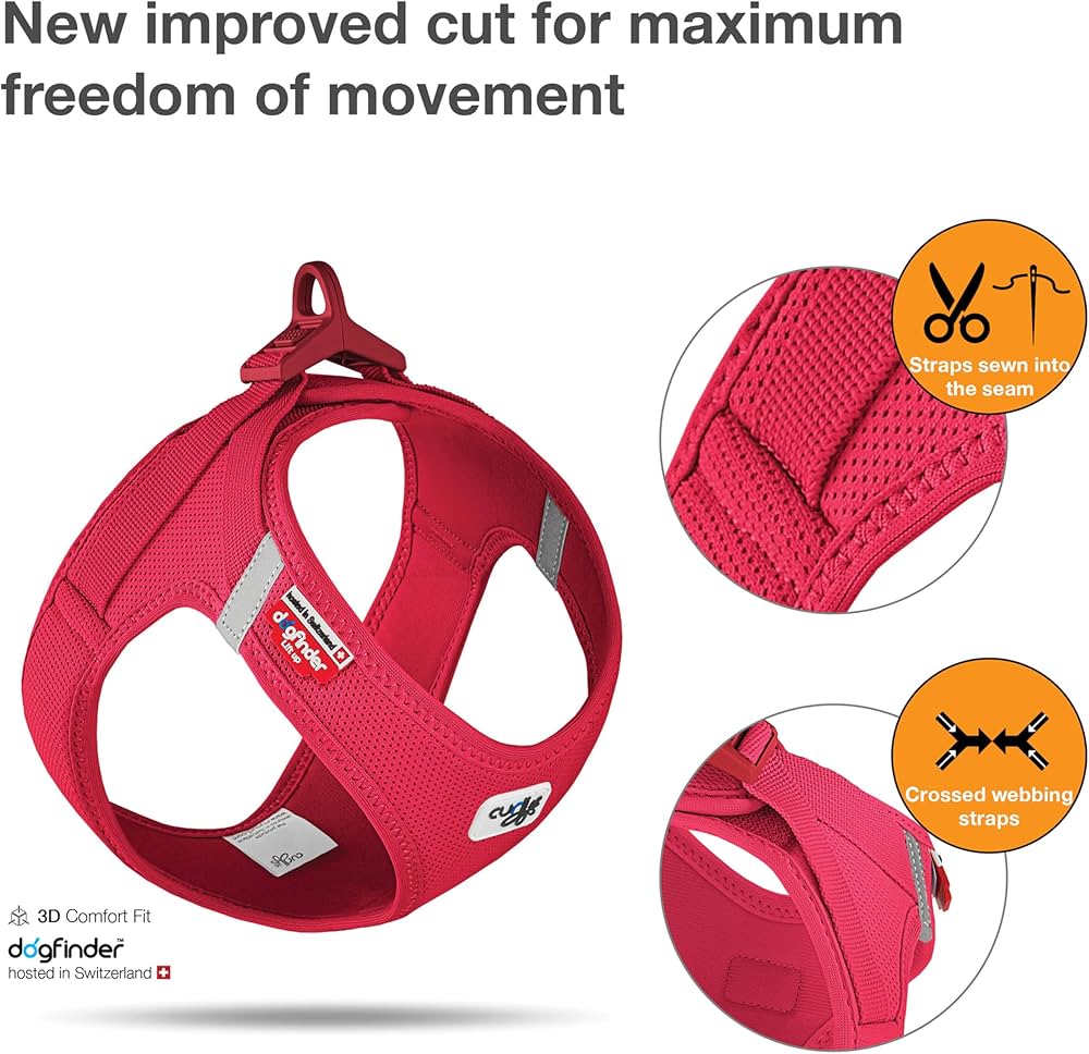 Curli Vest Dog Harness Clasp Air-Mesh Red Small