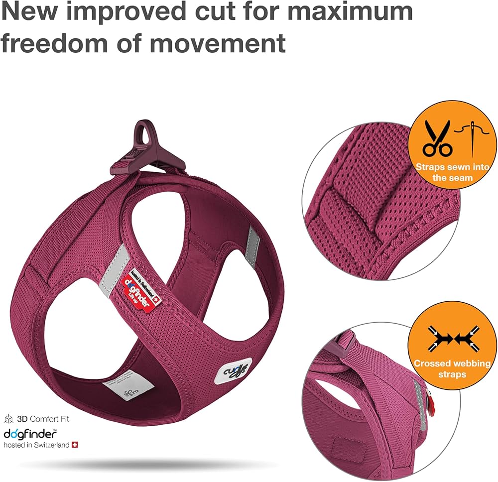 Curli Vest Dog Harness Clasp Air-Mesh Ruby Large