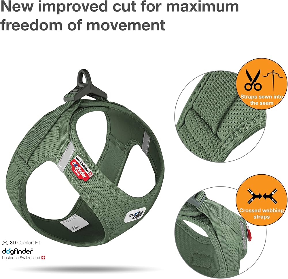 Curli Vest Dog Harness Clasp Air-Mesh Moss Medium