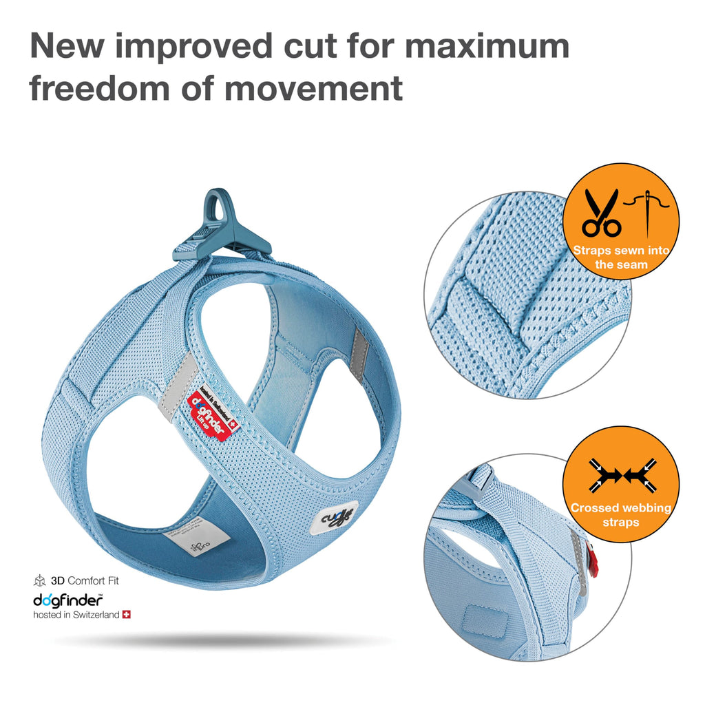 Curli Vest Dog Harness Clasp Air-Mesh Sky Blue Medium
