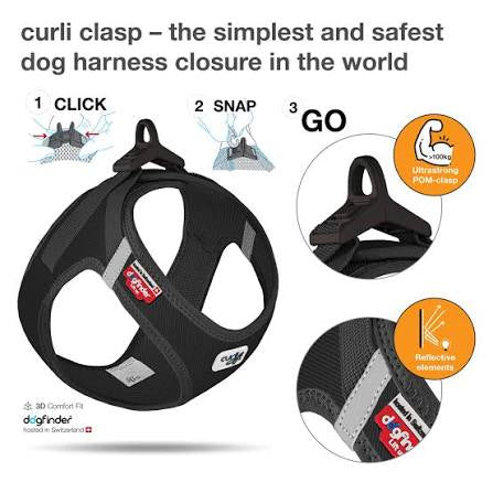 Curli Vest Dog Harness Clasp Cord Black Small