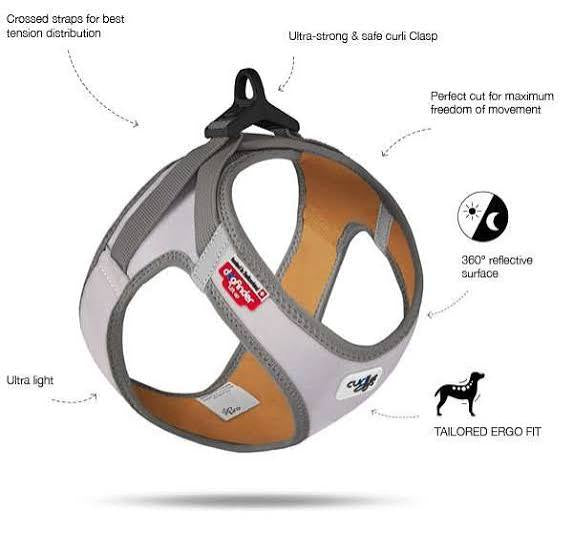Curli Glow Clasp Vest Harness Reflective Grey Medium