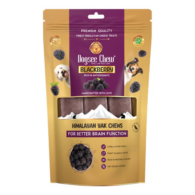 Dogsee Dog Chew Bars Medium Blackberry 2pk 10x140gm Pre-Packed