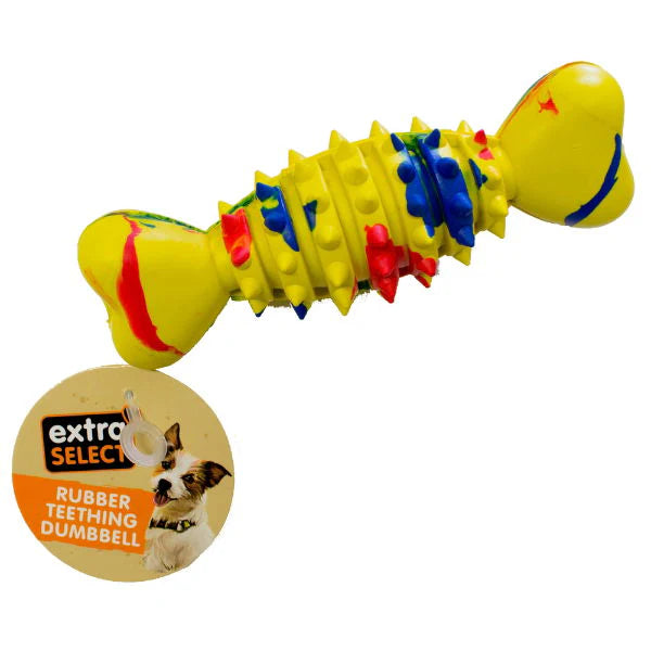 Extra Select Rubber Teething Dumbbell Dog Toy