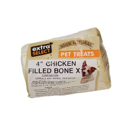 Extra Select Natural Dog Treats 4in Filled Calcium Bone with Chicken