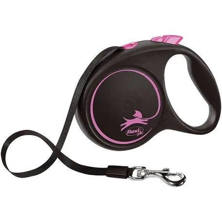 Flexi Black Design Tape Retractable Dog Lead Pink