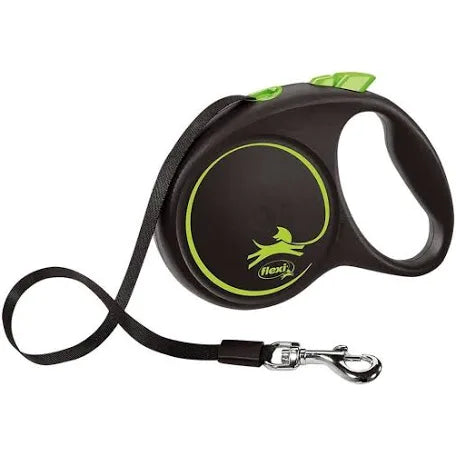 Flexi Black Design Tape Retractable Dog Lead Green