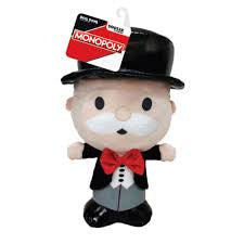 Hasbro Dog Toys Monopoly Mr. Money Bags Squeak and Crinkle Plush 7in Tan/Black