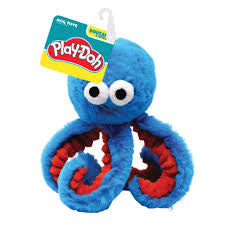 Hasbro Dog Toys Play-Doh Squeak and Crinkle Small Octopus 6.5in Blue/Red