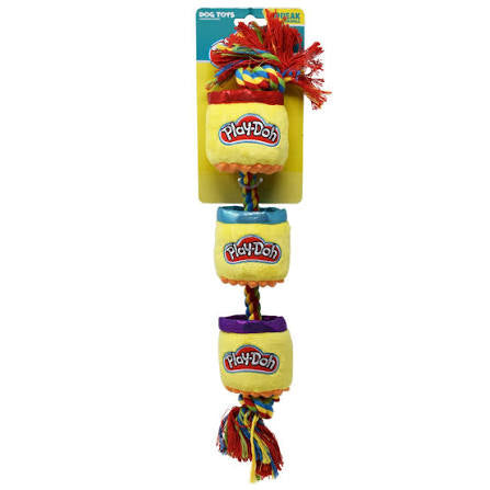 Hasbro Dog Toys Squeak and Crinkle Play-Doh Cans 18in Yellow/Green/Red