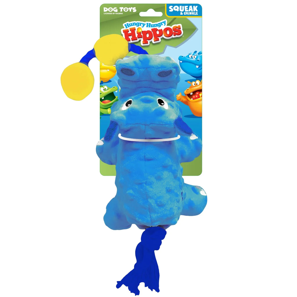 Hasbro Dog Toys Hungry Hungry Hippos Squeak and Tug Plush 17in Blue/Yellow/Red