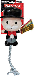 Hasbro Dog Toys Mr. Moneybags Squeak and Crinkle Plush with Rope Tug 8in